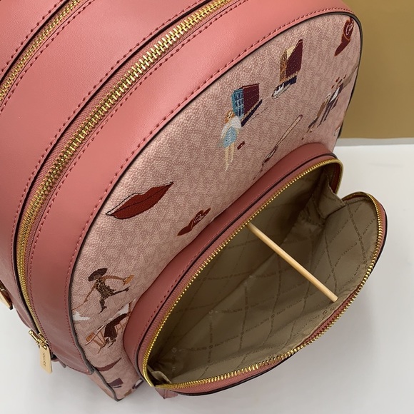 MICHAEL KORS JET SET GIRLS JAYCEE LARGE ZIP PACKED BACKPACK DARK POWDER BLUSH - Picture 10 of 16